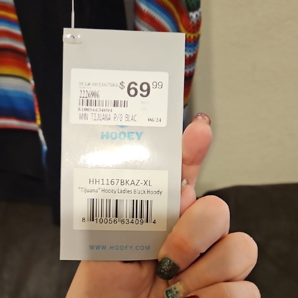 NWT Hooey Black Sweatshirt with Colorful Stripes - Picture 3 of 7